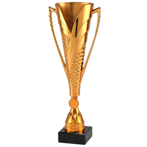 Puchar brązowy ET.448B.03.A – puchar wys. 36 cm z czaszą śr. 10 cm na czarnej podstawie marmurowej. Wykonany z plastiku, miejsce na emblemat. Idealna nagroda na zawody sportowe i uroczystości.