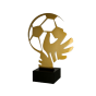 Statuetka metalowa Metline Heavy BL-SOC3 29 cm – złota nagroda piłkarska na marmurowej podstawie, motyw piłki i rękawicy bramkarza. Tabliczka 85x40 mm z nadrukiem. Idealna na turnieje.