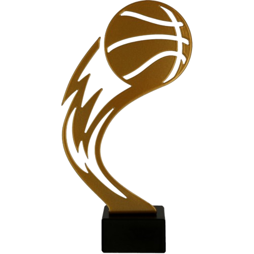 Statuetka ML-BAS koszykówka z motywem lecącej piłki – nagroda na turnieje koszykarskie, zawody szkolne i rozgrywki ligowe. Prosty wzór związany z koszykówką dobrze pasuje do nagród dla zawodników. Na podstawie miejsce na tabliczkę z grawerem.