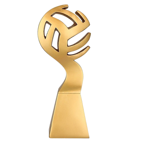 Statuetka odlewana siatkówka RP5012-23/G – wysokość 23 cm, szerokość 9,5 cm. Solidny odlew w złotym kolorze, idealna na turnieje i wyróżnienia. Miejsce na tabliczkę 62x40 mm z nadrukiem (personalizacja).