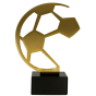 Statuetka metalowa BL-SOC1 Metline Heavy – piłka nożna: złoty, nowoczesny ażurowy motyw piłki na marmurowej podstawie. Wys. 29 cm, gr. 5 cm. Tabliczka 85×40 mm z nadrukiem. Idealna na turnieje i MVP.