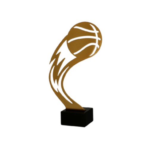 Statuetka ML-BAS koszykówka z motywem lecącej piłki – nagroda na turnieje koszykarskie, zawody szkolne i rozgrywki ligowe. Prosty wzór związany z koszykówką dobrze pasuje do nagród dla zawodników. Na podstawie miejsce na tabliczkę z grawerem.