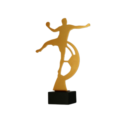 Metalowa statuetka piłki ręcznej ML-HAN (21 cm) na marmurowej podstawie. Efektowna nagroda dla zawodników i MVP turnieju. Tabliczka 42×22 mm z nadrukiem – idealna do personalizacji.
