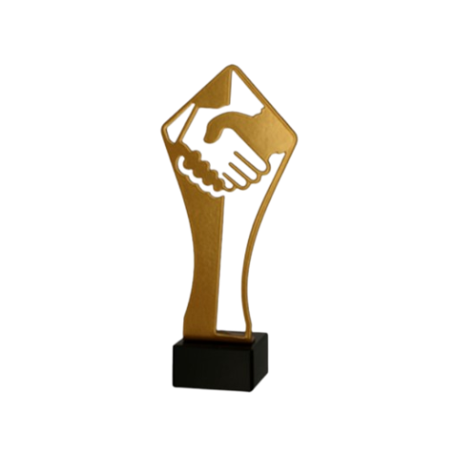 Statuetka metalowa ML-HUG Uścisk Ręki to elegancka nagroda na podziękowania, jubileusze i wyróżnienia biznesowe. Motyw uścisku dłoni podkreśla współpracę oraz zaufanie. Miejsce na tabliczkę z nadrukiem.