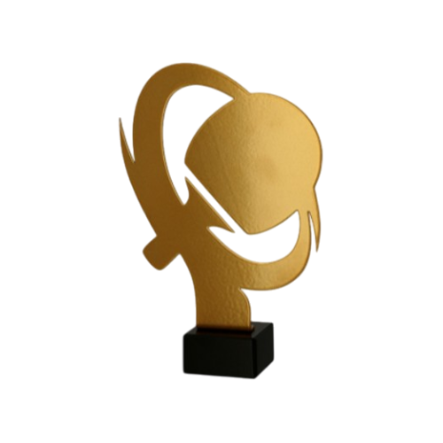 Statuetka metalowa ML-TAB Tenis Stołowy w złotym kolorze z motywem rakietki i piłeczki. Model na marmurowej podstawie sprawdzi się jako nagroda na turnieje, zawody i wyróżnienia sportowe. Miejsce na tabliczkę z nadrukiem.