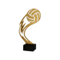 Statuetka metalowa ML-VOL: złoty motyw piłki siatkowej z dynamiczną falą na czarnej podstawie. Nagroda na turnieje, ligi i wyróżnienia MVP; personalizacja tabliczką z nadrukiem.