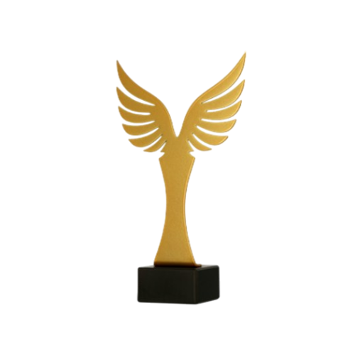 Statuetka metalowa ML-WIN Złote Skrzydła to uniwersalna nagroda o symbolicznym charakterze. Model na marmurowej podstawie sprawdzi się na galach, konkursach i jubileuszach. Miejsce na tabliczkę z nadrukiem.