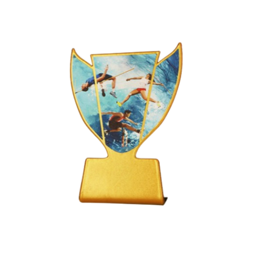 Statuetka SL-ATH lekkoatletyczna z grafiką zawodników w różnych konkurencjach – bieg, skok i rzut. Dobra nagroda na zawody szkolne, mityngi i turnieje lekkoatletyczne. Na podstawie miejsce na tabliczkę z grawerem.