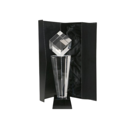 Statuetka szklana C004 z etui w komplecie to elegancka nagroda na gale, jubileusze i wyróżnienia firmowe. Nowoczesna forma podkreśla prestiż upominku, a dołączone etui ułatwia wręczenie i przechowywanie.