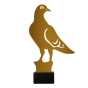 Statuetka z gołębiem ML-DOVE2 metalowe trofeum dla hodowców gołębi pocztowych. Idealna nagroda na loty gołębi, wystawy i konkursy hodowlane. Elegancka statuetka z marmurową podstawą i miejscem na tabliczkę z grawerem dla zwycięzców.