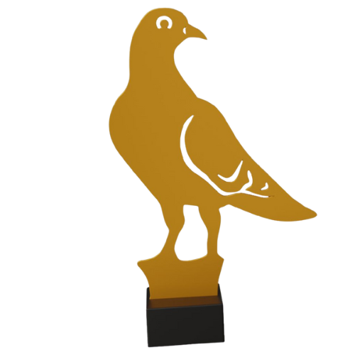 Statuetka z gołębiem ML-DOVE2 metalowe trofeum dla hodowców gołębi pocztowych. Idealna nagroda na loty gołębi, wystawy i konkursy hodowlane. Elegancka statuetka z marmurową podstawą i miejscem na tabliczkę z grawerem dla zwycięzców.