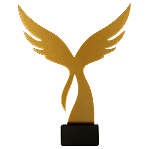 Statuetka metalowa ML-WIN4 Zwycięstwo w złotym kolorze z marmurową podstawą to uniwersalna nagroda na gale, konkursy i jubileusze. Symboliczny motyw skrzydeł podkreśla rangę wyróżnienia. Miejsce na tabliczkę z nadrukiem.