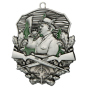 Medal myśliwski MD1870/AS – odlewany medal w kolorze antycznego srebra z motywem myśliwego z rogiem i strzelbami. Idealna nagroda na zawody strzeleckie, polowania lub upominek dla myśliwego.