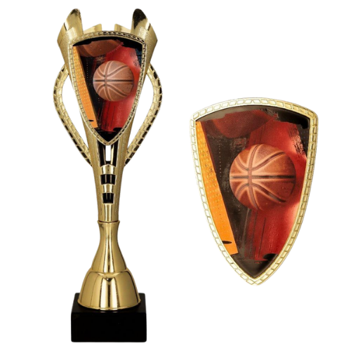 Puchar 7243 koszykówka z motywem piłki – nagroda na turnieje koszykarskie, zawody szkolne i rozgrywki ligowe. Dobry wybór dla drużyn i zawodników. Na podstawie znajduje się miejsce na tabliczkę z grawerem z nazwą turnieju, datą lub nazwiskiem zawodnika.