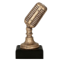 Statuetka RFST2079/BR motywem klasycznego mikrofonu w stylu retro. Sprawdzi się jako nagroda na konkursy wokalne, festiwale muzyczne i wydarzenia sceniczne. Na podstawie można umieścić tabliczkę z grawerem z nazwą wydarzenia lub kategorią nagrody.