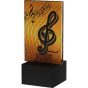Szklane trofeum AG1-12/MUS Muzyka z motywem klucza wiolinowego i nut. Odpowiednie jako nagroda na konkursy wokalne, festiwale muzyczne, przeglądy piosenki i wydarzenia artystyczne. Na marmurowej podstawie można umieścić tabliczkę z grawerem.