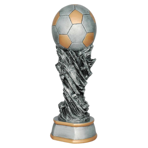 Statuetka odlewana „Piłkarski Sukces” – srebrno-złota piłka nożna na efektownej, rzeźbionej podstawie, prestiżowa nagroda na turnieje i ligi. Wys. 45 cm, miejsce na tabliczkę z nadrukiem. Symbol: 65583