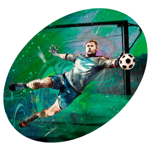 Trofeum plastikowe WING-WM/SOC3 na marmurowej podstawie – piłka nożna, złota figurka z okrągłym medalionem z grafiką bramkarskiej parady, idealna nagroda na turnieje i ligi. Wys. 22 cm, tabliczka z nadrukiem. Symbol: WING-WM/SOC3