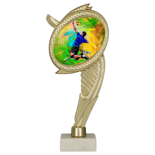 Trofeum siatkarskie  WING-WM/VOL na marmurowej podstawie, wys. 22 cm. Tabliczka z nadrukiem (personalizacja). Sprawdzi się na turniejach, ligach i szkolnych rozgrywkach.