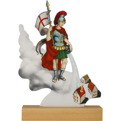 Statuetka metalowa WL-FIR Metline Wood – straż pożarna z postacią św. Floriana i motywem gaszenia pożaru. Model z drewna i blachy sprawdzi się jako nagroda, wyróżnienie lub podziękowanie. Miejsce na tabliczkę z nadrukiem.