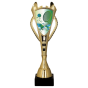 Puchar plastikowy 7243/TEN złoty – tenis ziemny z grafiką rakiety i piłki na jasnym tle. Smukły model na marmurowej podstawie sprawdzi się na turnieje, zawody i wyróżnienia sportowe. Miejsce na tabliczkę z nadrukiem.