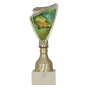 Puchar plastikowy 9297/FIS1 złoty – wędkarstwo z grafiką ryby na zielonym tle. Model na marmurowej podstawie sprawdzi się na zawody, konkursy i wydarzenia wędkarskie. Miejsce na tabliczkę z nadrukiem.