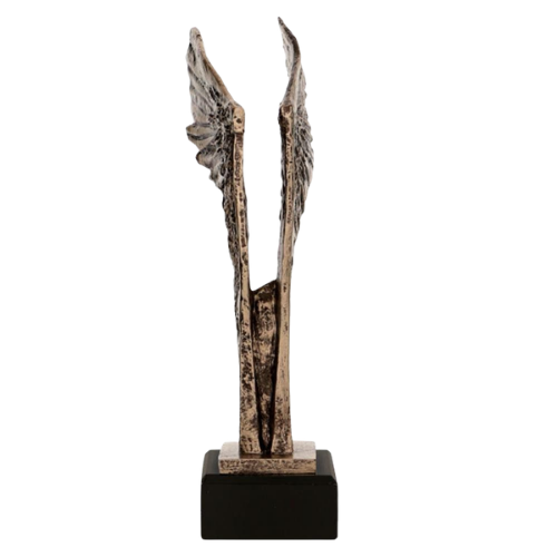 Statuetka odlewana RTY640/BR to uniwersalna nagroda o symbolicznym charakterze. Motyw skrzydeł i ciemna podstawa sprawiają, że model dobrze prezentuje się podczas gal, konkursów, jubileuszy i wydarzeń okolicznościowych. Miejsce na tabliczkę.