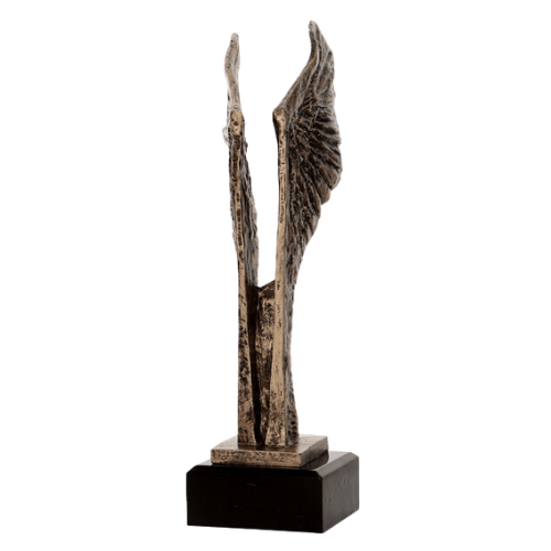 Statuetka odlewana RTY640/BR to uniwersalna nagroda o symbolicznym charakterze. Motyw skrzydeł i ciemna podstawa sprawiają, że model dobrze prezentuje się podczas gal, konkursów, jubileuszy i wydarzeń okolicznościowych. Miejsce na tabliczkę.