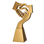 Statuetka odlewana RP5014-23/G Podziękowanie z motywem uścisku dłoni to elegancka nagroda na jubileusze, wyróżnienia i podziękowania. Symboliczna forma podkreśla współpracę oraz uznanie. Miejsce na tabliczkę z nadrukiem.