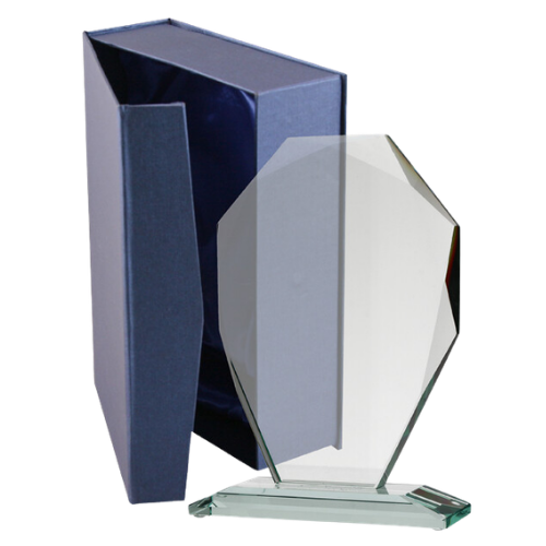 Statuetka szklana G007 z etui w komplecie to elegancka nagroda na jubileusze, gale i wyróżnienia. Szklana forma efektownie eksponuje personalizację, a etui podkreśla prestiż upominku.