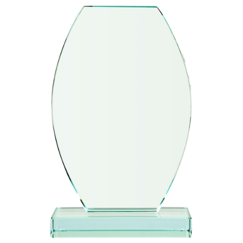 Statuetka szklana G043 – eleganckie trofeum ze szkła w kształcie rombu na podstawce. Wys. 21 cm, szer. 13,5 cm, grub. 1,9 cm. Idealna na grawer – nagroda firmowa, sportowa lub upominek. W komplecie z niebieskim satynowym etui.