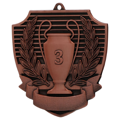 Medal brązowy MD8056/B – miejsce III – metalowy medal sportowy z pucharem i wieńcem laurowym, śr. 7 cm. Pasuje do wstążek 11 i 22 mm. Idealna nagroda na zawody sportowe i turnieje.