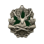 Medal myśliwski MD1770/AS – odlewany medal w kolorze antycznego srebra z motywem jelenia, strzelb i celownika. Idealna nagroda na zawody strzeleckie, polowania lub upominek dla myśliwego.