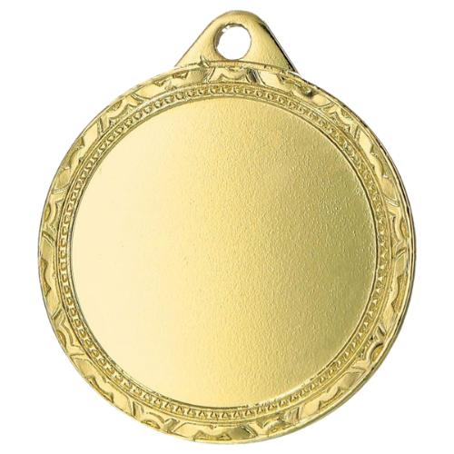 Złoty medal sportowy MMC1132/G – okrągły medal śr. 3,2 cm z miejscem na emblemat. Uniwersalna nagroda na zawody szkolne, turnieje i olimpiady.
