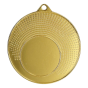 Złoty medal sportowy MMC1140/G – okrągły medal śr. 4 cm z miejscem na emblemat i wzorzystym rantem. Uniwersalna nagroda na zawody szkolne, turnieje i olimpiady.