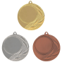 Medale sportowe złoty srebrny brązowy MMC2540 – okrągłe medale śr. 4 cm z miejscem na emblemat i geometrycznym wzorem. Idealna nagroda na zawody sportowe, turnieje szkolne i klubowe.