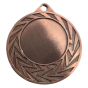 Brązowy medal sportowy MMC0240/B – okrągły medal śr. 4 cm z miejscem na emblemat i wzorem liści. Idealna nagroda na zawody sportowe, turnieje szkolne i klubowe.