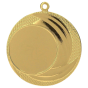 Złoty medal sportowy MMC9040/G – okrągły medal śr. 4 cm z miejscem na emblemat i falistym wzorem. Idealna nagroda na zawody sportowe, turnieje szkolne i klubowe.