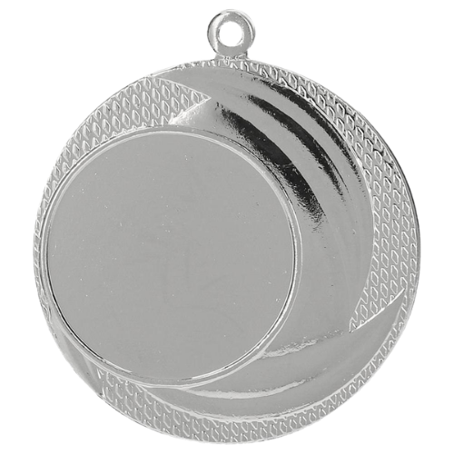 Srebrny medal sportowy MMC9040/S – okrągły medal śr. 4 cm z miejscem na emblemat i falistym wzorem. Idealna nagroda na zawody sportowe, turnieje szkolne i klubowe.