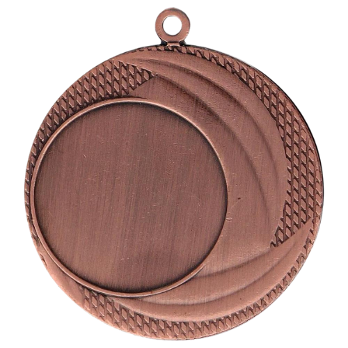 Brązowy medal sportowy MMC9040/B – okrągły medal śr. 4 cm z miejscem na emblemat i falistym wzorem. Idealna nagroda na zawody sportowe, turnieje szkolne i klubowe.