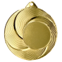 Złoty stalowy medal sportowy MMC2050/G – okrągły medal śr. 5 cm z miejscem na emblemat i spiralnym wzorem. Idealna nagroda na zawody sportowe, turnieje szkolne i klubowe.