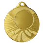 Złoty medal sportowy MMC1650/G – okrągły medal śr. 5 cm z miejscem na emblemat i promienistym wzorem. Idealna nagroda na zawody sportowe, turnieje szkolne i klubowe.