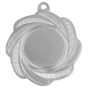 Srebrny medal sportowy MMC1350/S – okrągły medal śr. 5 cm z miejscem na emblemat i wzorem wiru. Idealna nagroda na zawody sportowe, turnieje szkolne i klubowe.