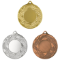 Medale sportowe złoty srebrny brązowy MMC42050 – okrągłe medale śr. 5 cm z miejscem na emblemat i wzorem gałązek. Idealna nagroda na zawody sportowe, turnieje szkolne i klubowe.