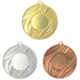 Medale sportowe złoty srebrny brązowy MMC43050 – okrągłe medale śr. 5 cm z miejscem na emblemat i wzorem drewna. Idealna nagroda na zawody sportowe, turnieje szkolne i klubowe.