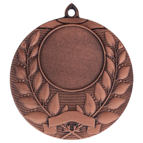 Brązowy medal sportowy MMC1750/B – okrągły medal śr. 5 cm z miejscem na emblemat i wieńcem laurowym. Idealna nagroda na zawody sportowe, turnieje szkolne i klubowe.