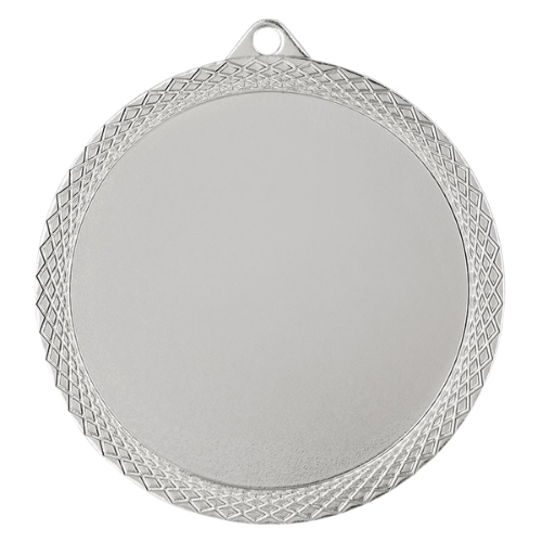 Srebrny medal sportowy MMC6062/S – duży okrągły medal śr. 6 cm z szerokim miejscem na emblemat. Idealna nagroda na zawody sportowe, turnieje szkolne i klubowe.