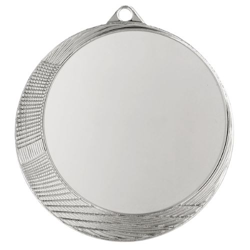 Srebrny medal sportowy MMC6063/S – duży okrągły medal śr. 6 cm z szerokim miejscem na emblemat. Idealna nagroda na zawody sportowe, turnieje szkolne i klubowe.