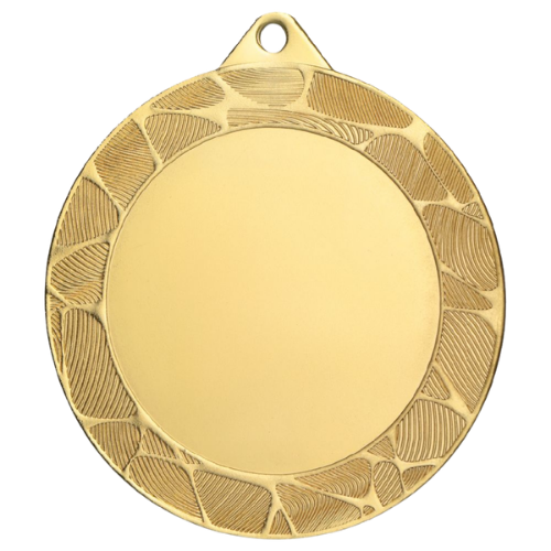 Złoty medal sportowy ME7001/G – duży okrągły medal śr. 7 cm z szerokim miejscem na emblemat. Idealna nagroda na zawody sportowe, turnieje szkolne i klubowe.