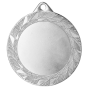Srebrny medal sportowy MMC0270/S – duży okrągły medal śr. 7 cm z miejscem na emblemat i wzorem liści. Idealna nagroda na zawody sportowe, turnieje szkolne i klubowe.